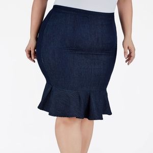 Ashley Stewart denim peplum skirt